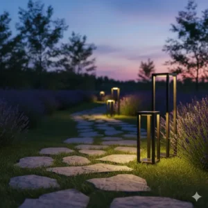 gartendeko laternen garten: Set aus modernen Solar-Laternen für Gartenweg