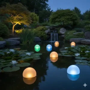 Schwimmende Teichleuchten als attraktive Gartendeko Licht wasserdicht für den Teich.