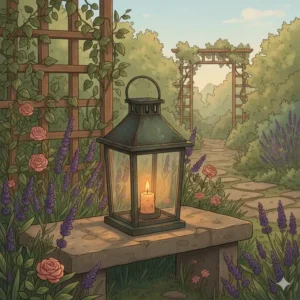 Ein rustikales Gartendeko Windlichter Metall mit charmanter Patina, das sich perfekt in ein natürliches Gartendesign einfügt.