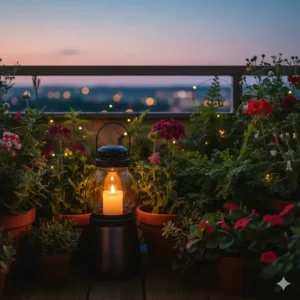 gartendeko laternen garten: Kleines wetterfestes Windlicht für Balkondekoration