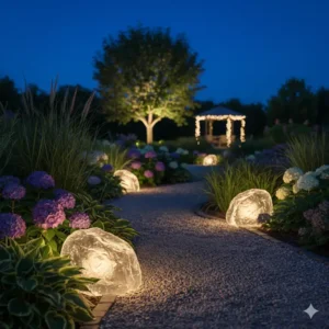 Leuchtsteine: Diskrete und moderne Gartendeko Licht wasserdicht zur Dekoration.