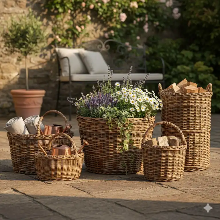 7 Gartendeko Weide Körbe für 2025: Natürliche Garteneleganz