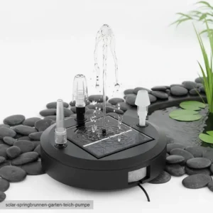 Kompakte Solar-Springbrunnen Pumpe für Garten und Teich.