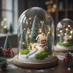 Eine Miniaturlandschaft unter der Glasglocke als elegante gartendeko winter deko.
