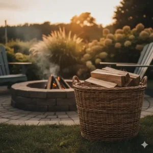 Robuste gartendeko weide körbe zur Lagerung von Kaminholz
