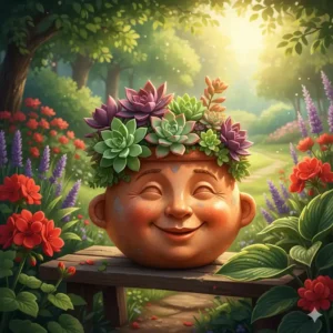 Kreative Kopf-Figur als Pflanzgefäß, eine besondere Art von gartendeko terrakotta figuren.