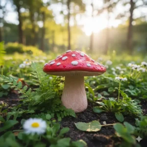 Roter Pilz als beliebte Gartendeko Tonfiguren Garten