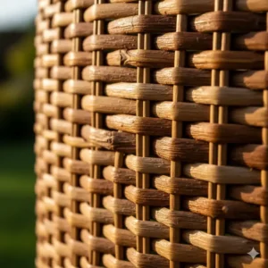 Nahaufnahme von geflochtenen gartendeko weide körbe Details