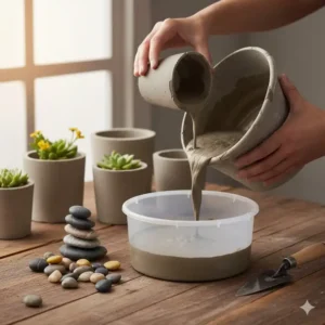Kreativer DIY Blumentopf aus Beton gießen – Eine gartendeko ideen selber machen für Sukkulenten.