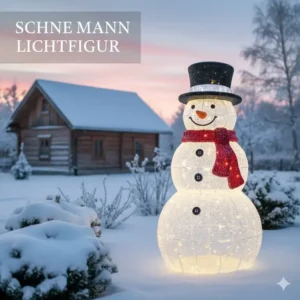 Leuchtende gartendeko schneemann figuren mit LED-Beleuchtung im Dunkeln.