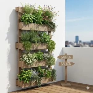 Vertikaler Garten aus Paletten – Platzsparende Gartendeko für kleine Balkone
