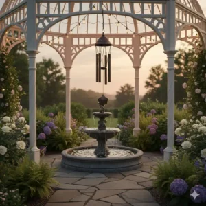 Ein dekoratives Windspiel als beruhigendes Gartendeko Pavillon Schmuck.
