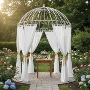 Stilvolle Vorhänge für den Gartendeko Pavillon Schmuck und als Sichtschutz.