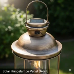 Detailaufnahme: Solarpanel auf einer gartendeko hängelampen solar für die Stromversorgung.