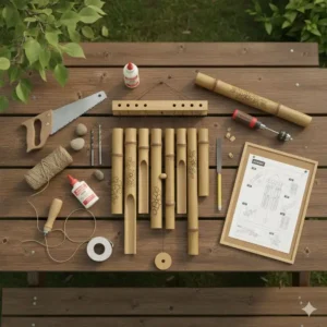 Gartendeko Windspiele Bambus – Beispiel für ein selbstgemachtes (DIY) Windspiel für kreative Ideen.
