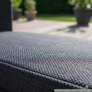 Detailansicht der wetterfesten Stoffstruktur der gartendeko sitzkissen outdoor.
