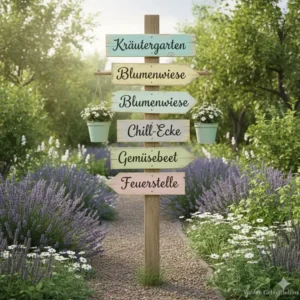 Kreativer Garten-Wegweiser aus Paletten mit Schriftzügen – Lustige Gartendeko