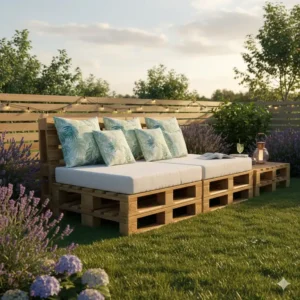 Flache Paletten-Lounge-Liege für entspannte Stunden – Moderne Gartendeko