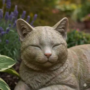 Detailgetreue Nahaufnahme der gartendeko figuren katze liegend für Sammler.