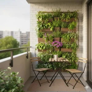 Vertikaler Garten als platzsparende gartendeko ideen kleine gärten Lösung für die Wand.
