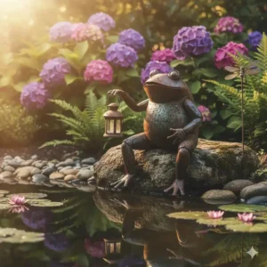 Rustikale Metall gartendeko figuren frosch teich im Garten