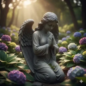 Betende gartendeko figuren engel stein, die Ruhe und Schutz symbolisieren.