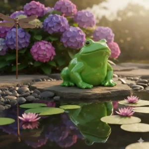 Klassische grüne Keramik gartendeko figuren frosch teich