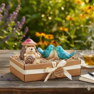 Ein exklusives Geschenkset bestehend aus mehreren gartendeko figuren keramik handgemacht für Gartenliebhaber.