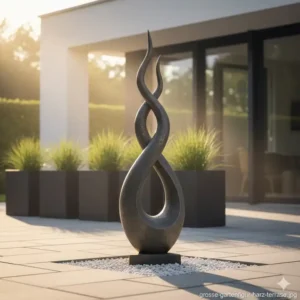 "Eine groĂe gartendeko figuren aus harz wetterfest auf der Terrasse"