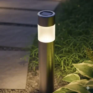 Eine Nahaufnahme der hochwertigen Verarbeitung dieser Gartendeko Wegeleuchten Solar Edelstahl.