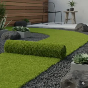 Eine grüne Moosmatte als gartendeko moos künstlich pflegeleicht für DIY-Projekte.