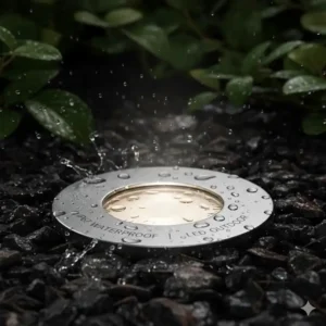 Nahaufnahme der wasserdichten Gehäuse der gartendeko bodenstrahler led outdoor.