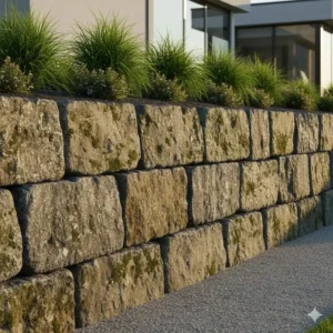 Massive Mauerblöcke für gartendeko natursteine groß format zur Strukturierung von Gartenbereichen.