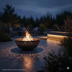 Gemütliche Atmosphäre im Garten durch ein stilvolles gartendeko feuerkorb design.