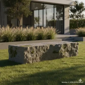 Ein funktionaler Sitzblock aus massivem Stein als gartendeko natursteine groß format.