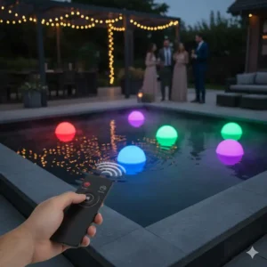 Farbwechselnde LED-Module als bunte gartendeko schwimmende lichter teich Akzente.