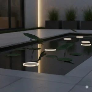 Minimalistische flache Leuchtscheiben für die gartendeko schwimmende lichter teich Serie.