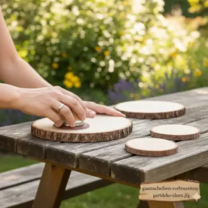 Das Vorbereiten und Schleifen von Holz für gartendeko baumscheiben bemalen.