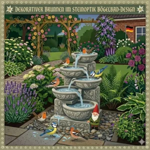 Dekorative gartendeko wasserspiel steinoptik im Vogelbad-Design.