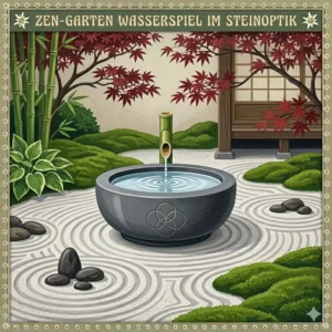 Japanischer Zen-Garten mit einer gartendeko wasserspiel steinoptik.