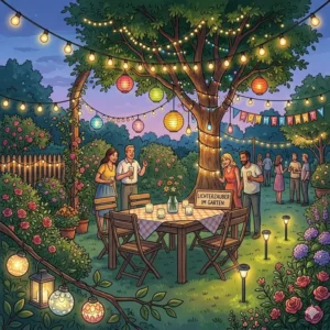 LED Lichterkette als gemütliche Gartendeko Beleuchtung für die Sommerparty.