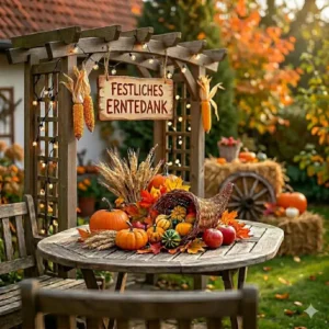 Strohballen Arrangement für gartendeko erntedank festlich