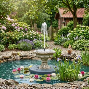 Ein praktischer schwimmender gartendeko teichbelüfter springbrunnen zur Wasserreinigung.