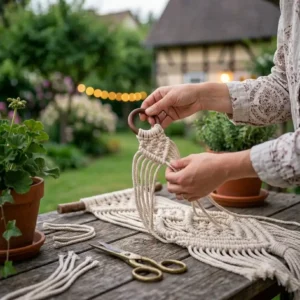 Materials for the DIY guide of a gartendeko makramee hängedeko outdoor decoration.