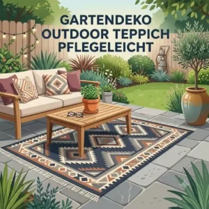 Illustration of the durable material structure of a gartendeko outdoor teppich pflegeleicht.