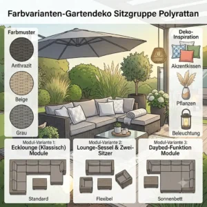 An illustration detailing a complete lighting concept including pendant and floor lamps for a gartendeko sitzgruppe polyrattan modern.