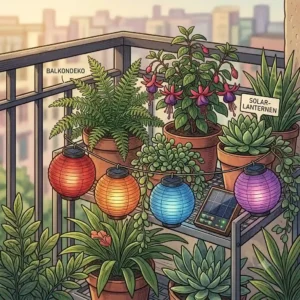 6-balcony decor featuring colorful gartendeko lampion lichterkette bunt.