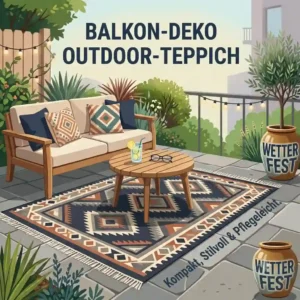 Modern balcony decoration with a compact gartendeko outdoor teppich pflegeleicht.